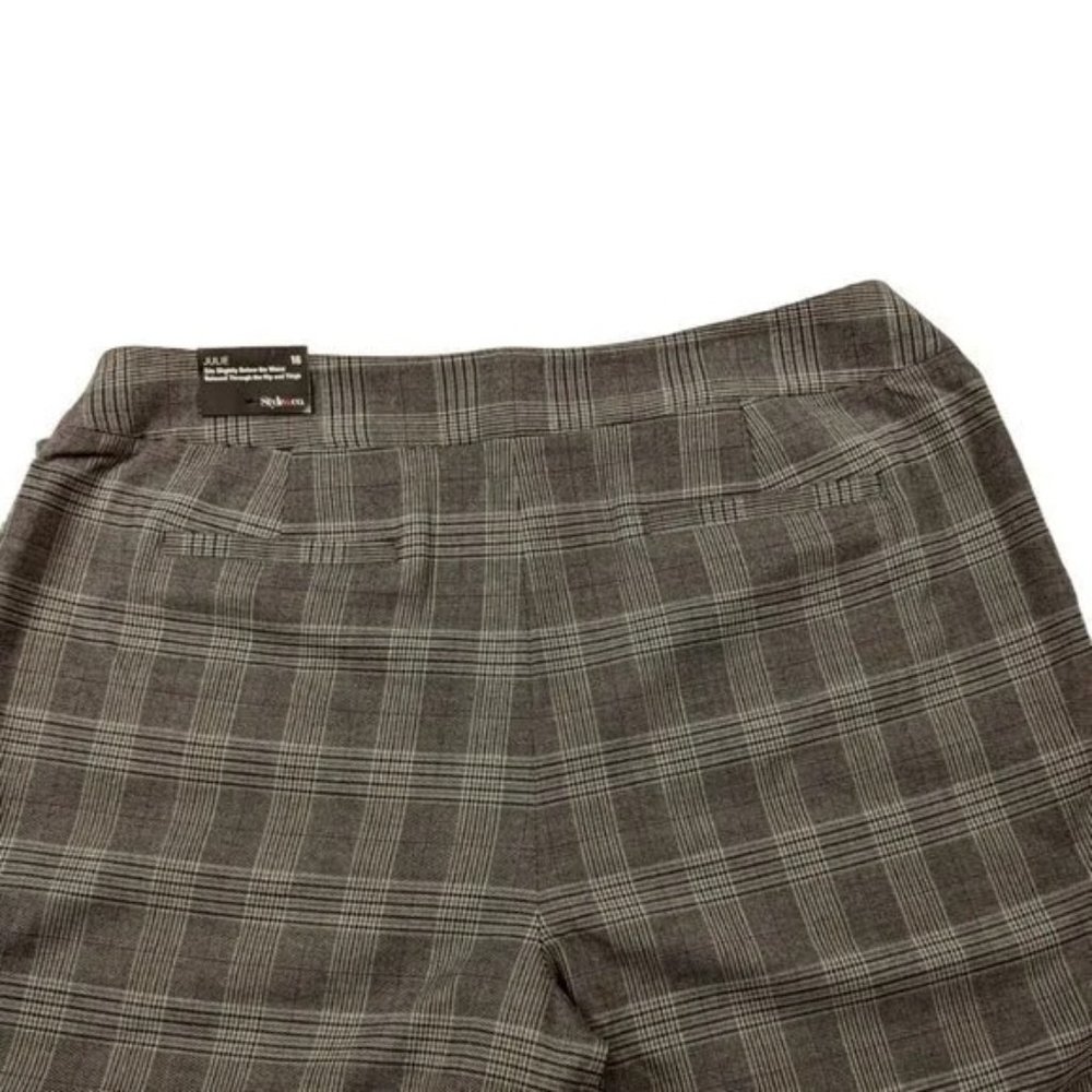 NWT Style & Co Julie Stretch Tan Black Plaid Dress Work Career Pants Trousers 16 - Picture 2 of 8